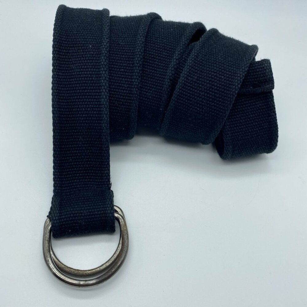 Unbranded Black D-Ring Belt Men's Size XL End to End 55" Cotton